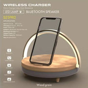 S21 Pro Wood Wireless Chargers Led Lamp Bluetooth Speaker  15w High Power Fast Charging For Iphone 14 Easy Touch Wireless Charge